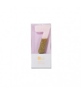 Number 6 Pink Glitter Candle