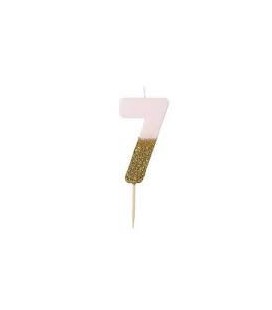 Bougie Chiffre 6 Rose Glitter