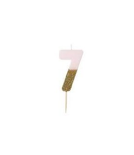 Bougie Chiffre 6 Rose Glitter