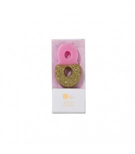 Bougie Chiffre 7 Rose Glitter