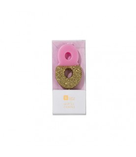 Number 7 Pink Glitter Candle