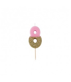 Number 7 Pink Glitter Candle