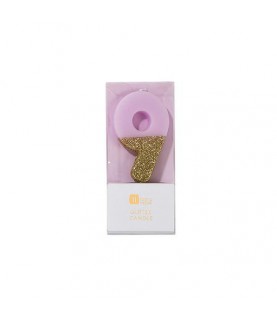 Number 8 Pink Glitter Candle