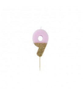 Bougie Chiffre 8 Rose Glitter