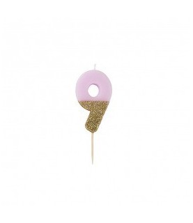 Number 8 Pink Glitter Candle