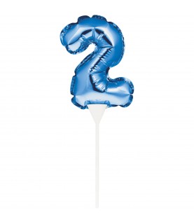 MINI BLUE BALLOON NUMBER 2 CAKE TOPPER