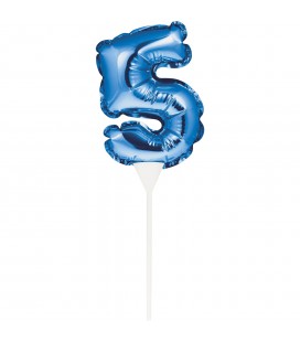 MINI BLUE BALLOON NUMBER 5 CAKE TOPPER