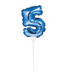 MINI BLUE BALLOON NUMBER 5 CAKE TOPPER