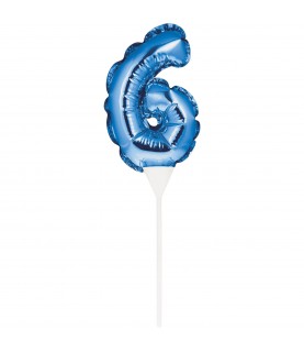 MINI BLUE BALLOON NUMBER 6 CAKE TOPPER