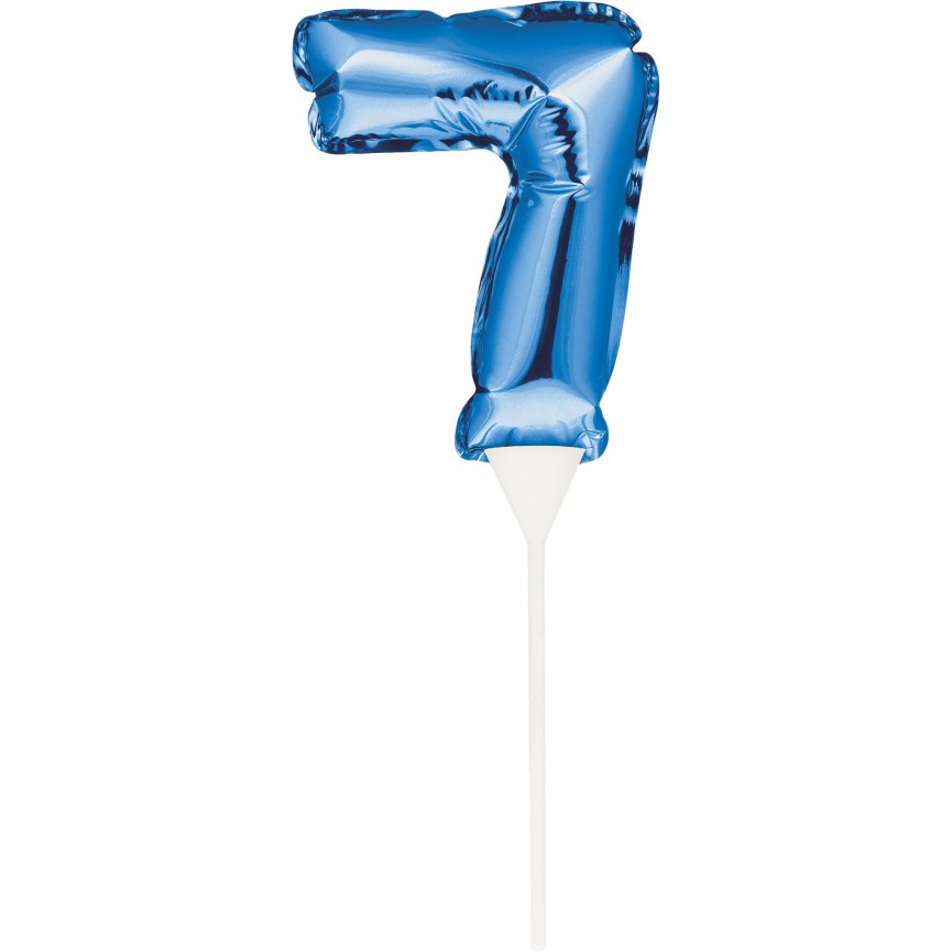 MINI BLUE BALLOON NUMBER 7 CAKE TOPPER