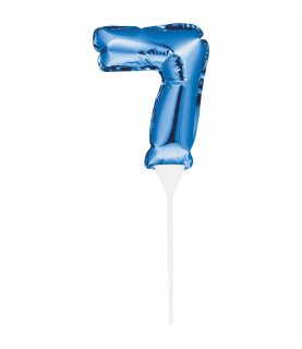 MINI BLUE BALLOON NUMBER 7 CAKE TOPPER