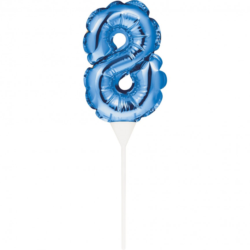 MINI BLUE BALLOON NUMBER 8 CAKE TOPPER