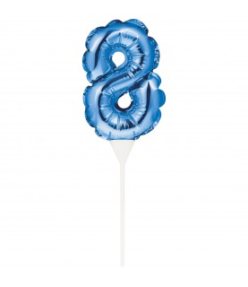 MINI BLUE BALLOON NUMBER 8 CAKE TOPPER