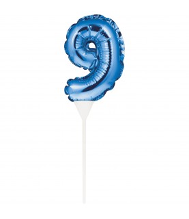 MINI BLUE BALLOON NUMBER 9 CAKE TOPPER