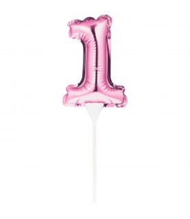 MINI BALLON ROSE CAKE TOPPER CHIFFRE 1