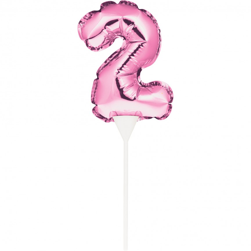 MINI PINK BALLOON NUMBER 2 CAKE TOPPER