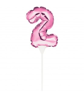 MINI PINK BALLOON NUMBER 2 CAKE TOPPER