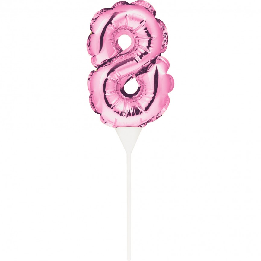 MINI PINK BALLOON NUMBER 8 CAKE TOPPER