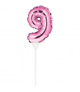 MINI PINK BALLOON NUMBER 9 CAKE TOPPER