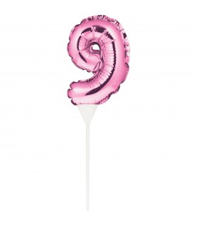 MINI PINK BALLOON NUMBER 9 CAKE TOPPER