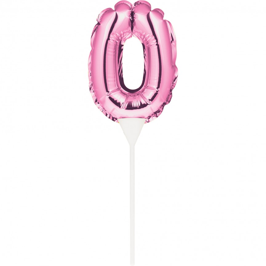 MINI PINK BALLOON NUMBER 0 CAKE TOPPER