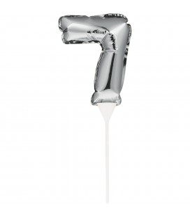 Mini Silver Balloon Number 7 Cake Topper