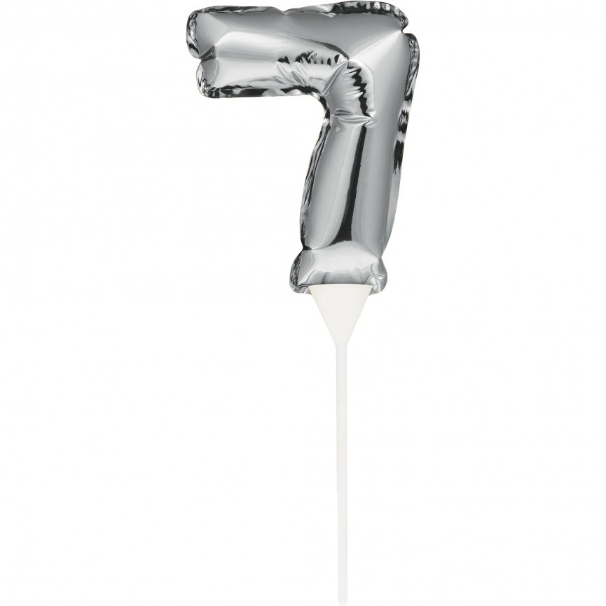 Mini Silver Balloon Number 7 Cake Topper