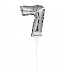 Mini Silver Balloon Number 7 Cake Topper