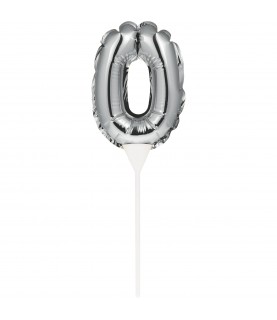 Mini Silver Balloon Number 0 Cake Topper