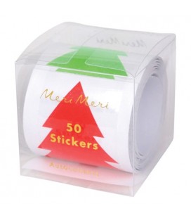 Rouleau de 50 Autocollants Sapins de Noël