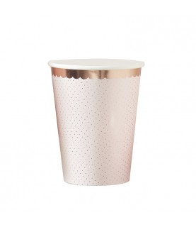 Rose gold foiled polka dot paper cups