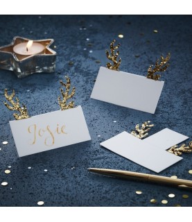 Platzkarten mit goldenem Glitter-Geweih