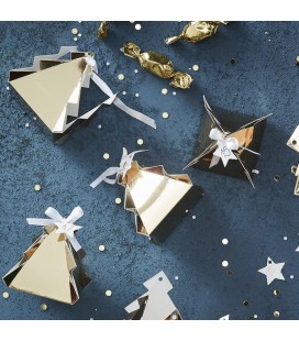 Gold Christmas Tree Shaped Advent Boxes
