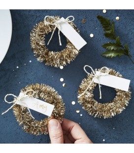 Gold Wreath Name Place Cards