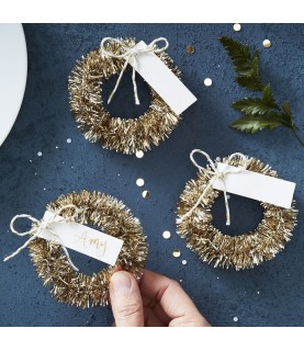 Gold Wreath Name Place Cards