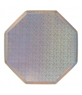 Silver Sparkle Octogonal Large Plates
