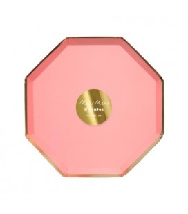 8 Coral Octogonal Dessert Plates