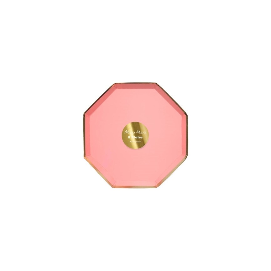 8 Coral Octogonal Dessert Plates