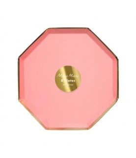 8 Coral Octogonal Dessert Plates