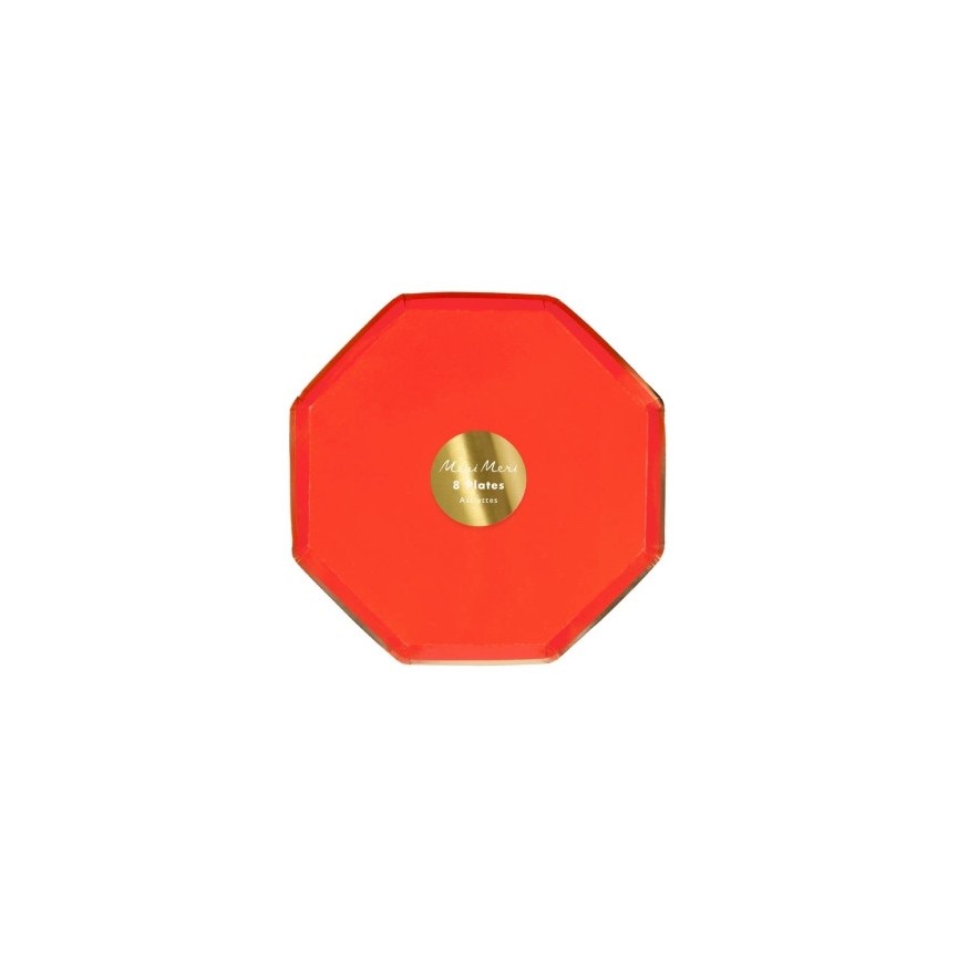 8 Red Octogonal Dessert Plates 8 Red Octogonal Dessert Plates
