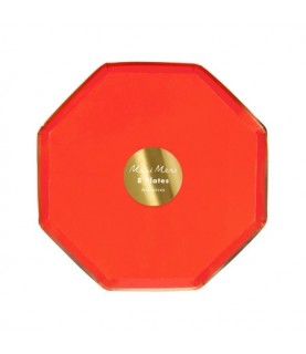 8 Red Octogonal Dessert Plates