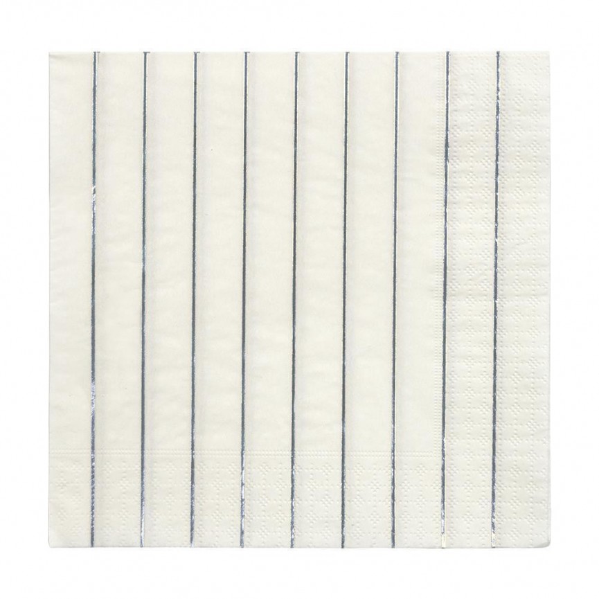 16 Metallic Silver Striped Napkins