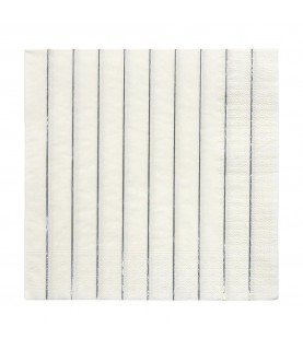 16 Metallic Silver Striped Napkins