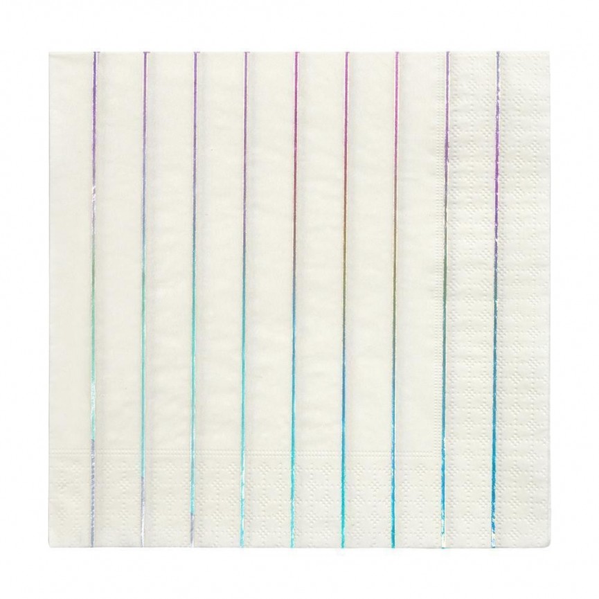 16 Metallic Holographic Striped Napkins
