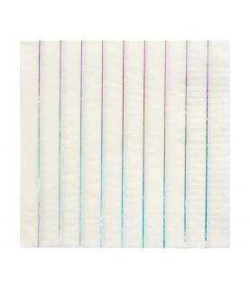 16 Metallic Holographic Striped Napkins
