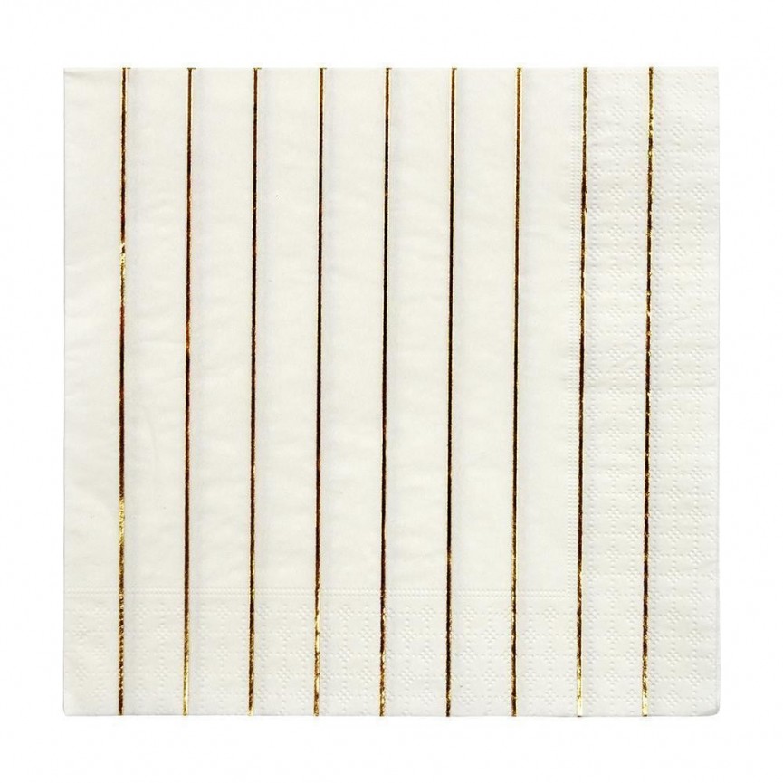 16 Metallic Gold Striped Napkins