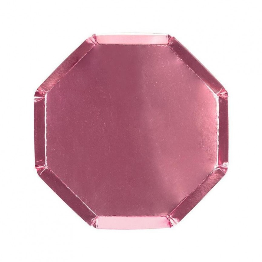 8 Kleine achteckige Teller Pink