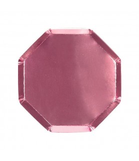8 Holographic Pink Octagonal Dessert Plates
