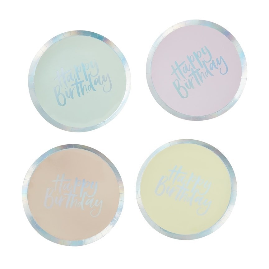 Pastel Party Happy Birthday Plates