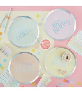 Pastel Party Happy Birthday Plates
